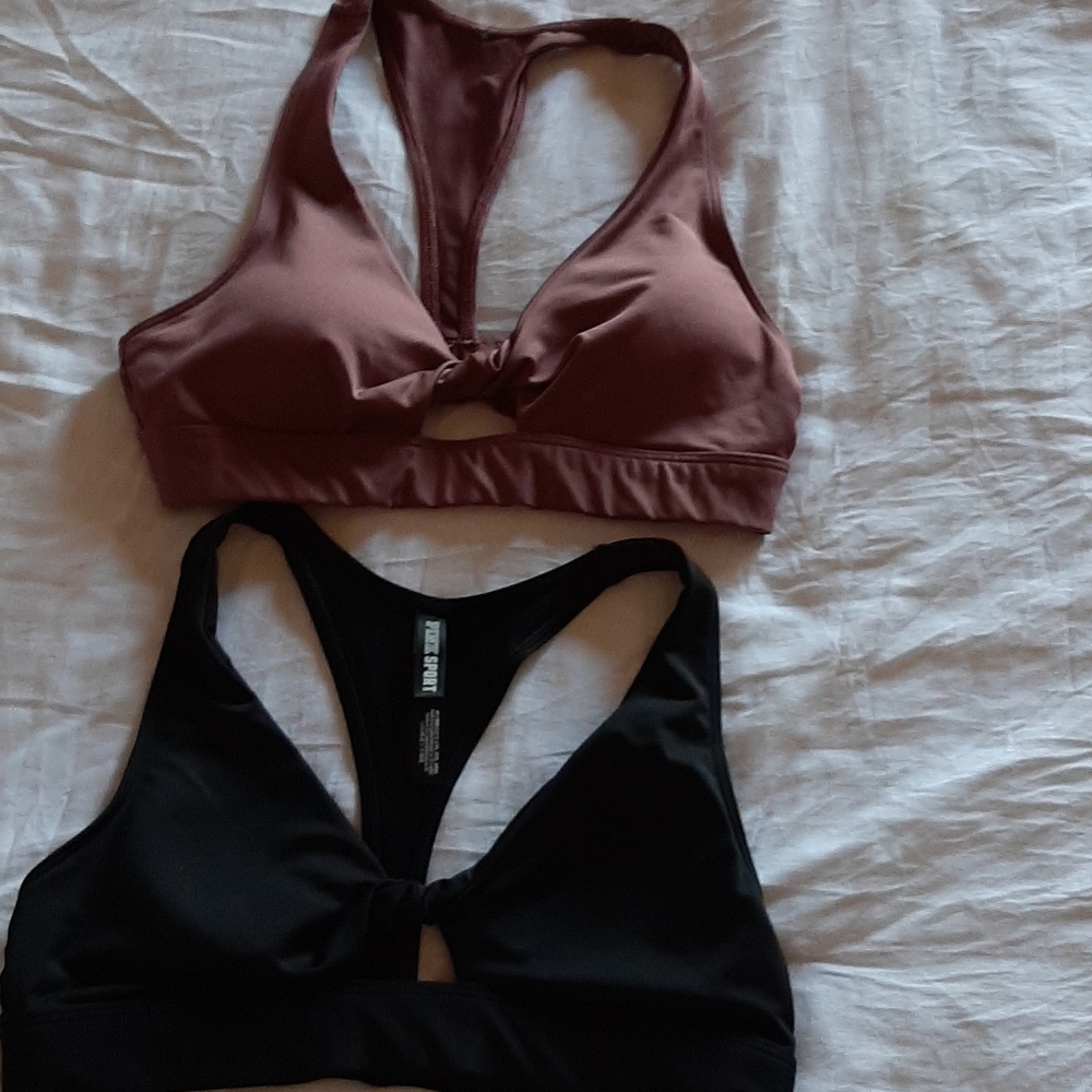 2 Victoria's Secret Pink "gym to swim" tops (M)